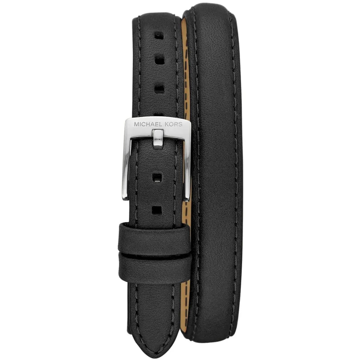 Close-up of black leather strap stitching – MK4722