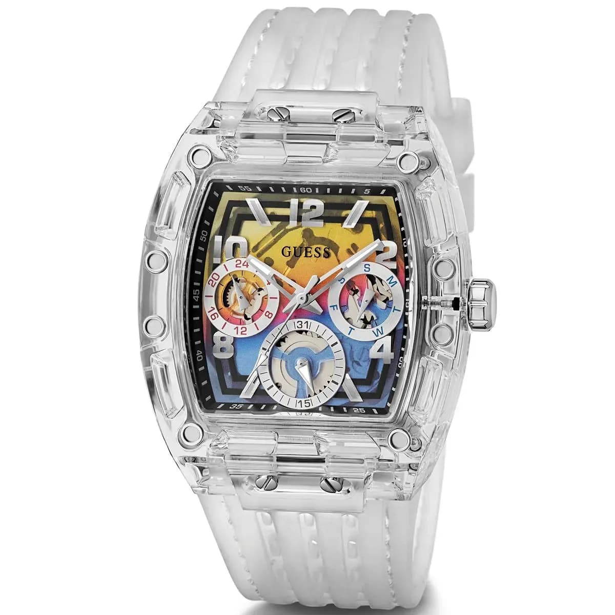 Side view showing the transparent strap